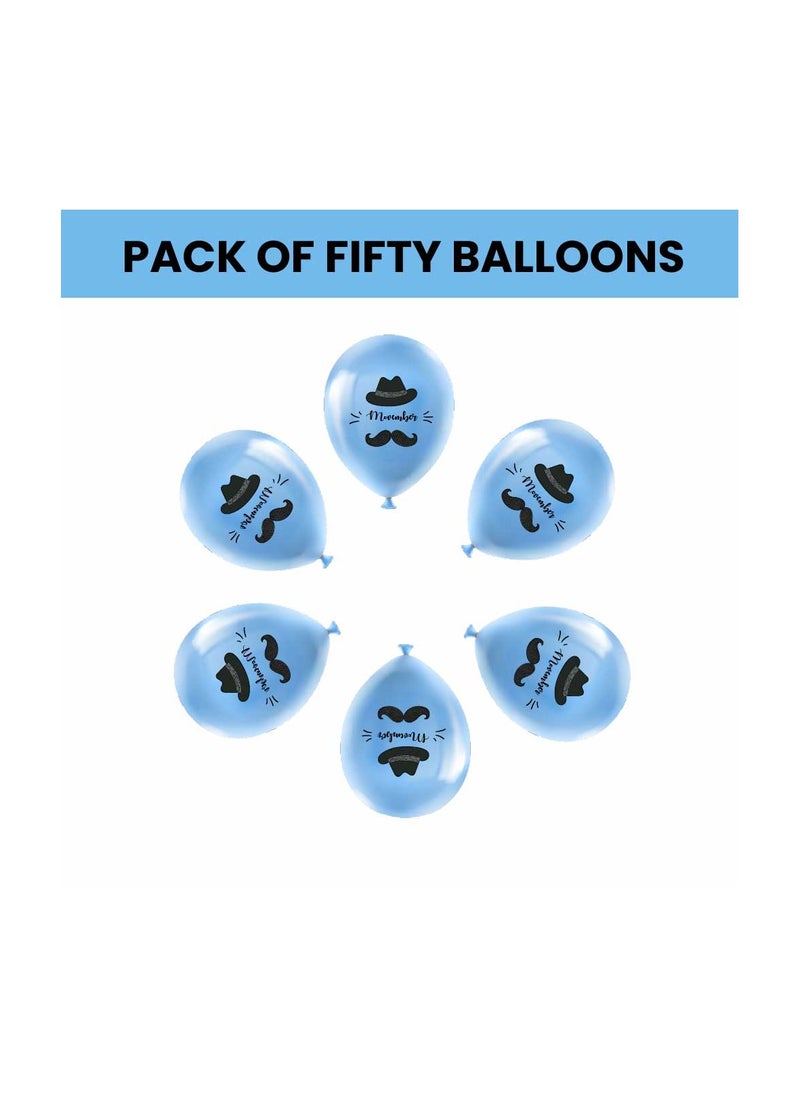 Movember Mustache Latex Balloons-Pack Of 50 ProstateCancer Awareness Balloons For Charity Events,Fundraisers  And Parties–Ideal For Decorating Events,Spreading Awareness