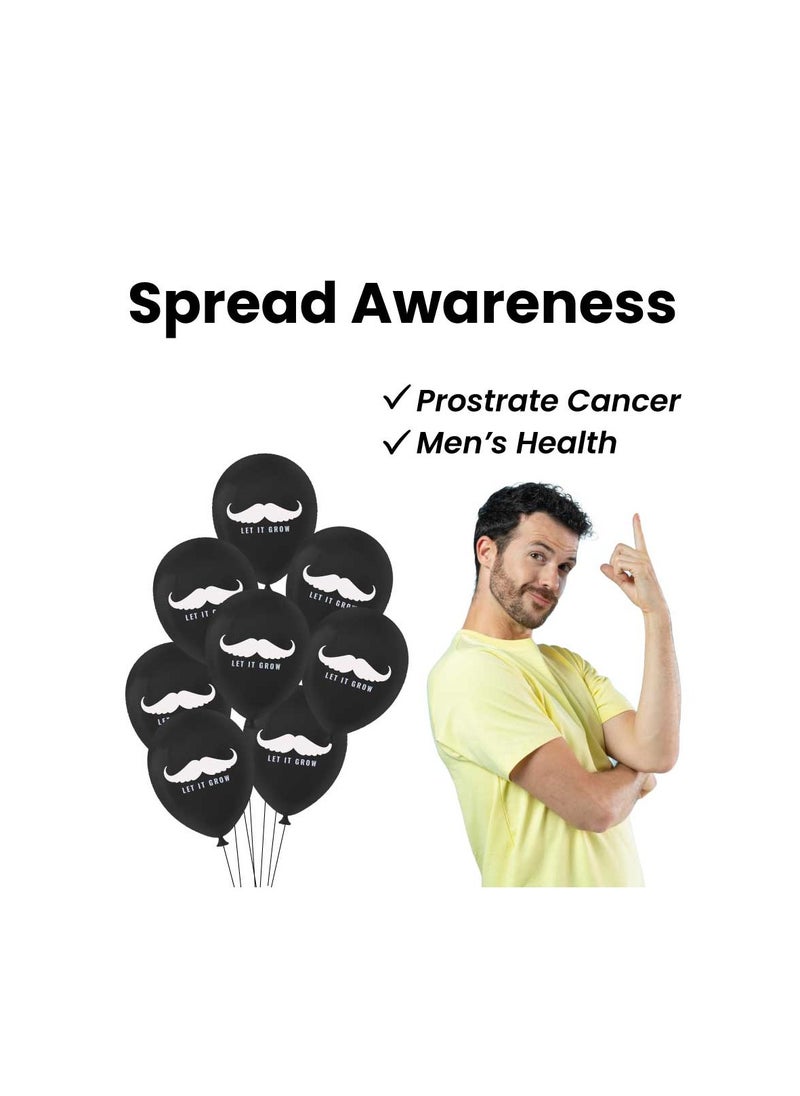 Movember Mustache Latex Balloons-Pack Of 50 ProstateCancer Awareness Balloons For Charity Events,Fundraisers  And Parties–Ideal For Decorating Events,Spreading Awareness