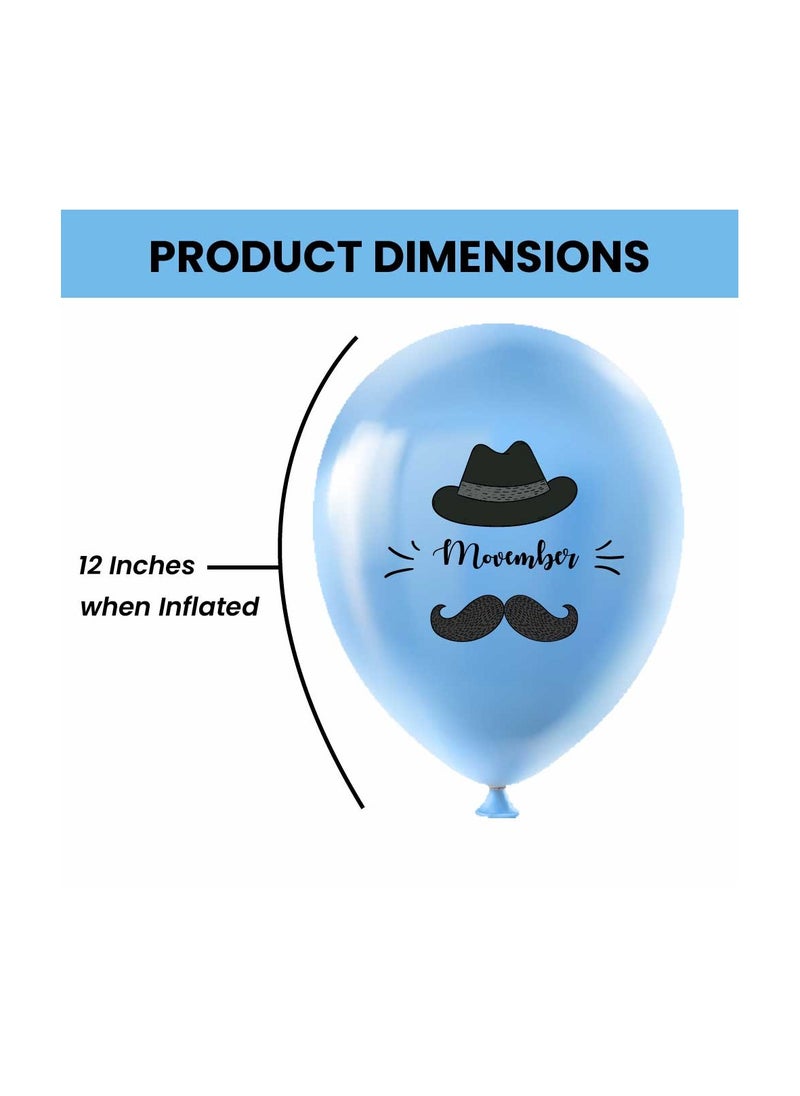 Movember Mustache Latex Balloons-Pack Of 50 ProstateCancer Awareness Balloons For Charity Events,Fundraisers  And Parties–Ideal For Decorating Events,Spreading Awareness