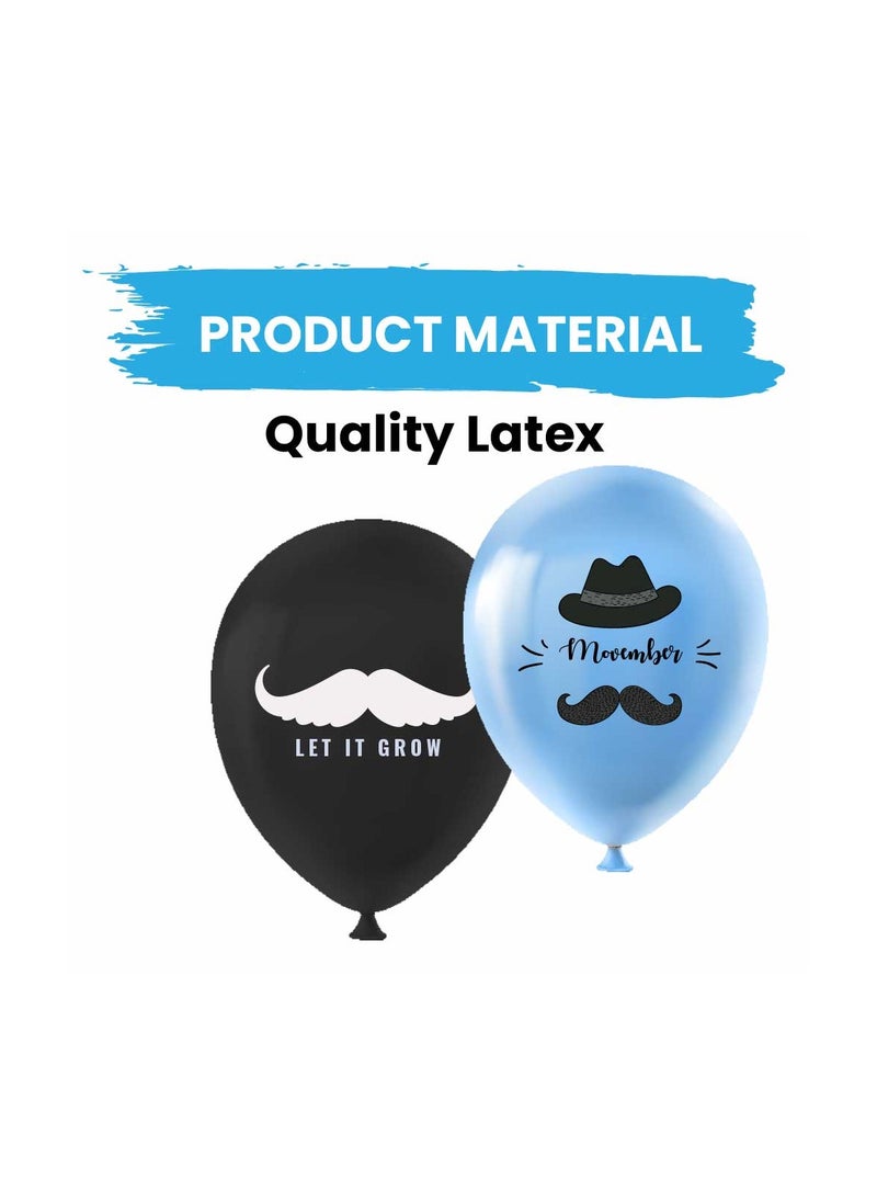 Movember Mustache Latex Balloons-Pack Of 50 ProstateCancer Awareness Balloons For Charity Events,Fundraisers  And Parties–Ideal For Decorating Events,Spreading Awareness