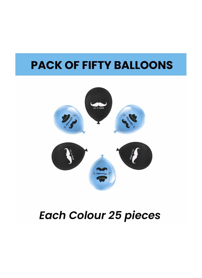 Movember Mustache Latex Balloons-Pack Of 50 ProstateCancer Awareness Balloons For Charity Events,Fundraisers  And Parties–Ideal For Decorating Events,Spreading Awareness