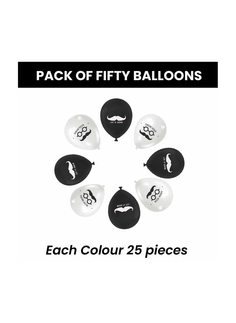 Movember Mustache Latex Balloons-Pack Of 50 ProstateCancer Awareness Balloons For Charity Events,Fundraisers  And Parties–Ideal For Decorating Events,Spreading Awareness