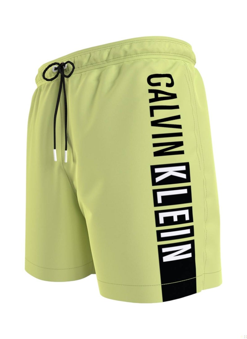 Men's Medium Drawstring Swim Shorts - Intense Power - Polyester, Green