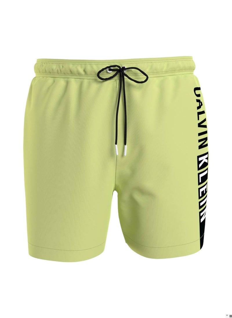 Men's Medium Drawstring Swim Shorts - Intense Power - Polyester, Green