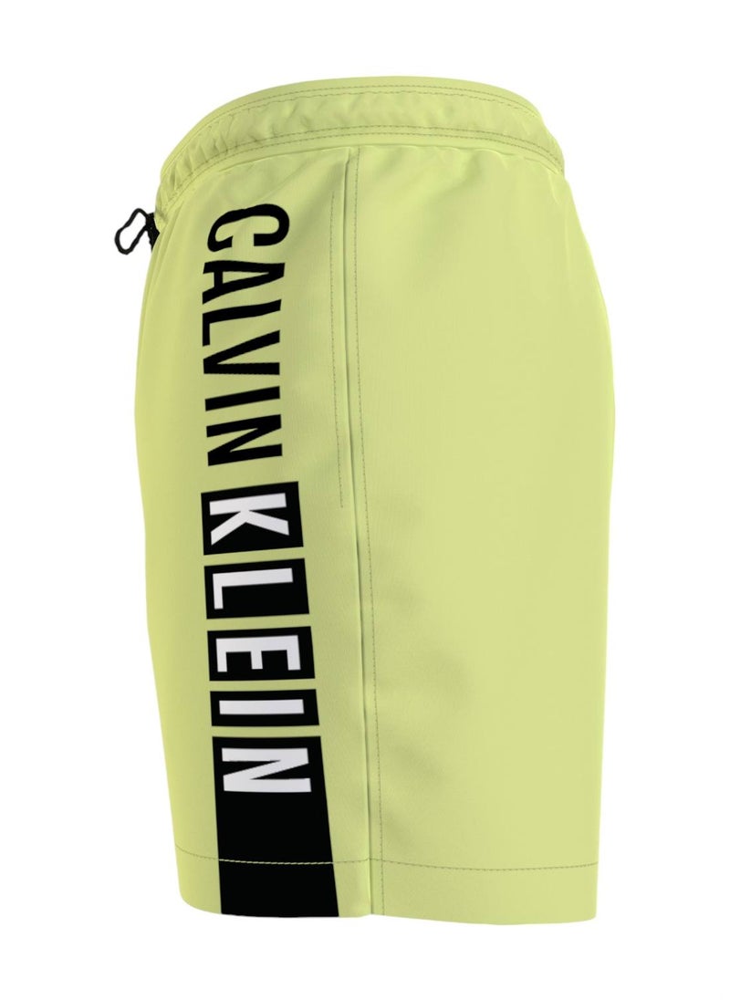 Men's Medium Drawstring Swim Shorts - Intense Power - Polyester, Green