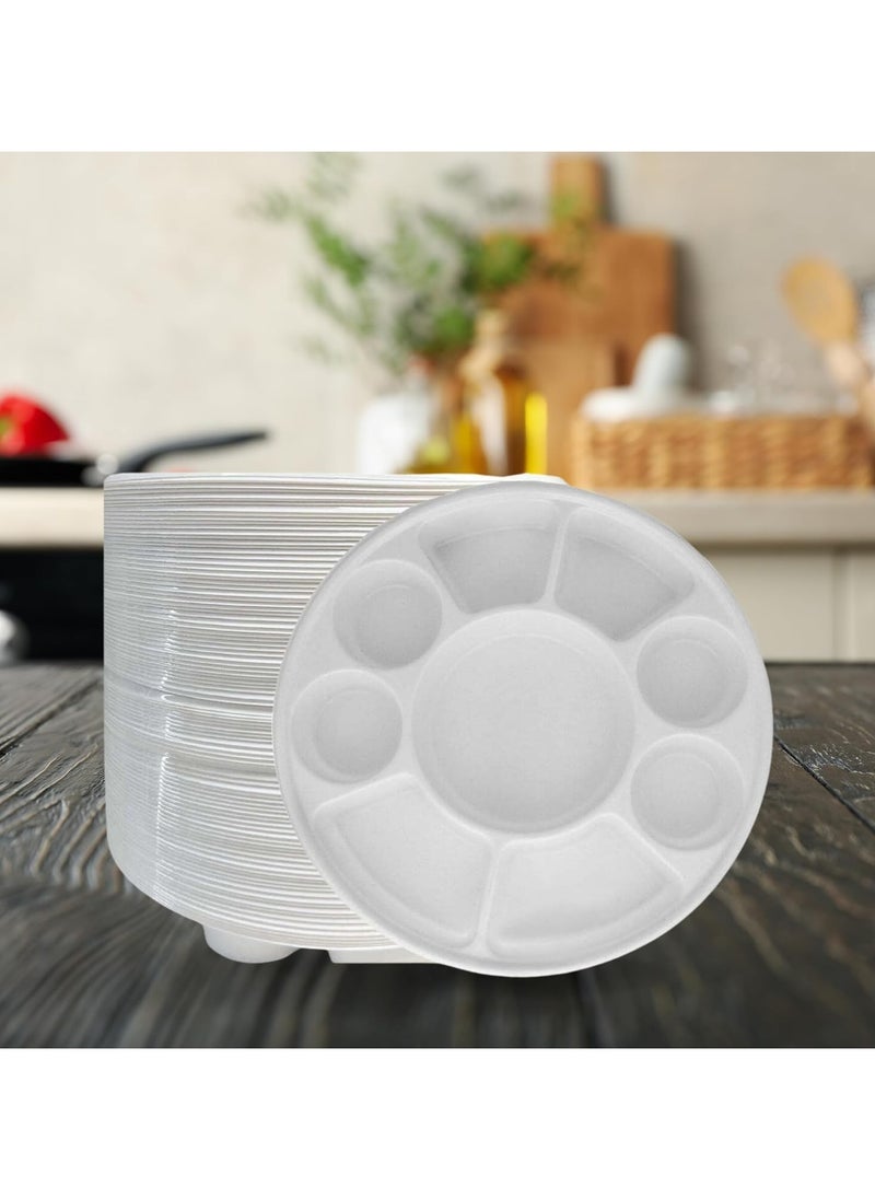 Spark It Home Disposable Plates, Eco-friendly, Compostable Party Plates, Biodegradable,100% Natural Sugarcane, Everyday Tableware, Heavy Duty, Microwave Freezer Safe 50 Pieces (10 Inch 9 compartments)
