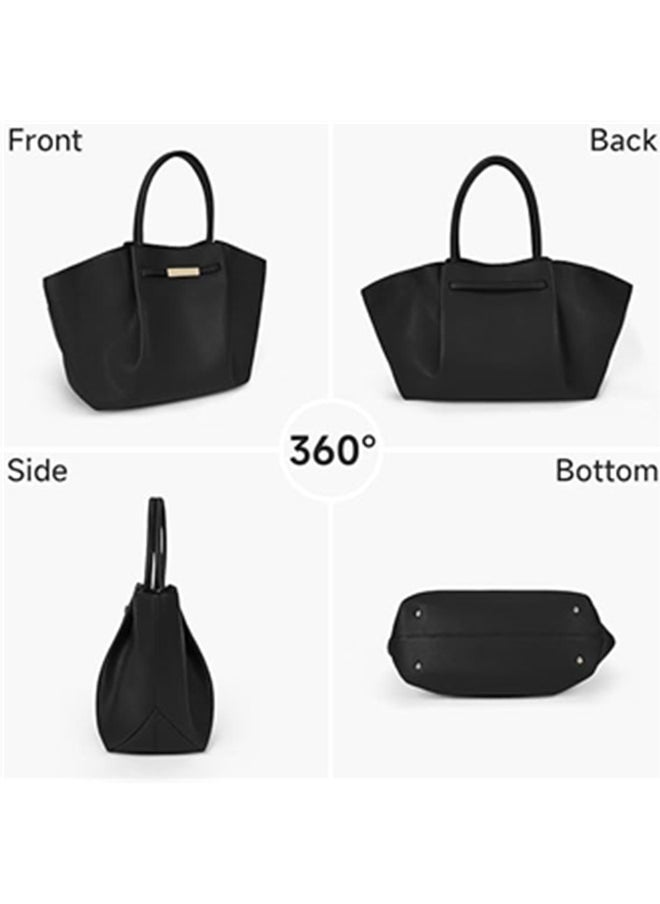 DeMellier Tote Bag Faux Leather Work Bag for Women Soft Grained Leather Top Handle Bag Trendy Luxury Hobo Handbag Purse