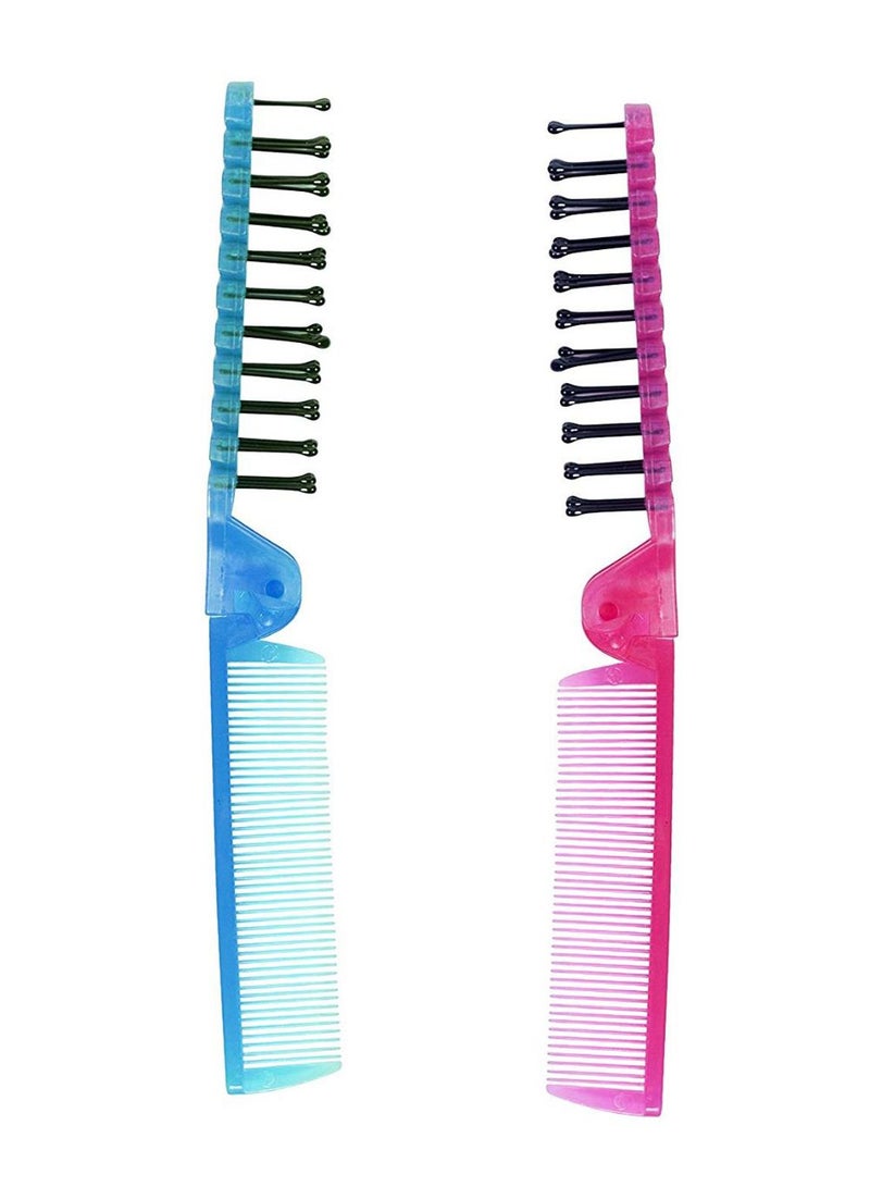 2-Piece Travel Brush And Comb Set Blue/Red