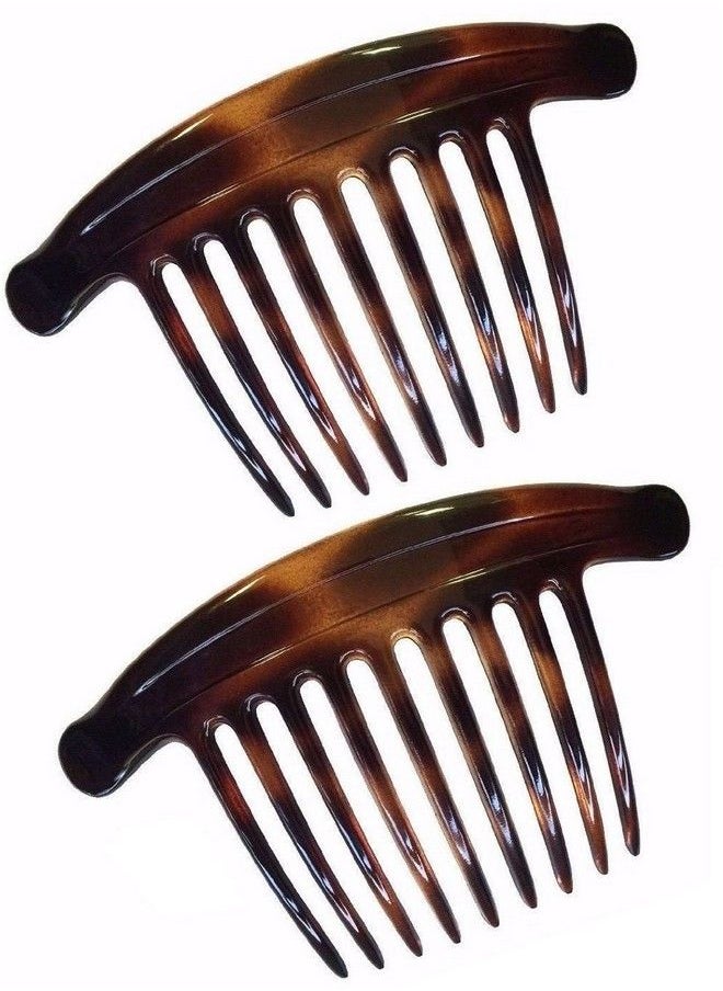 French Lip Interlocking 9 Teeth 4.5 Inch Large Cellulose Tortoise Shell Side Hair Combs