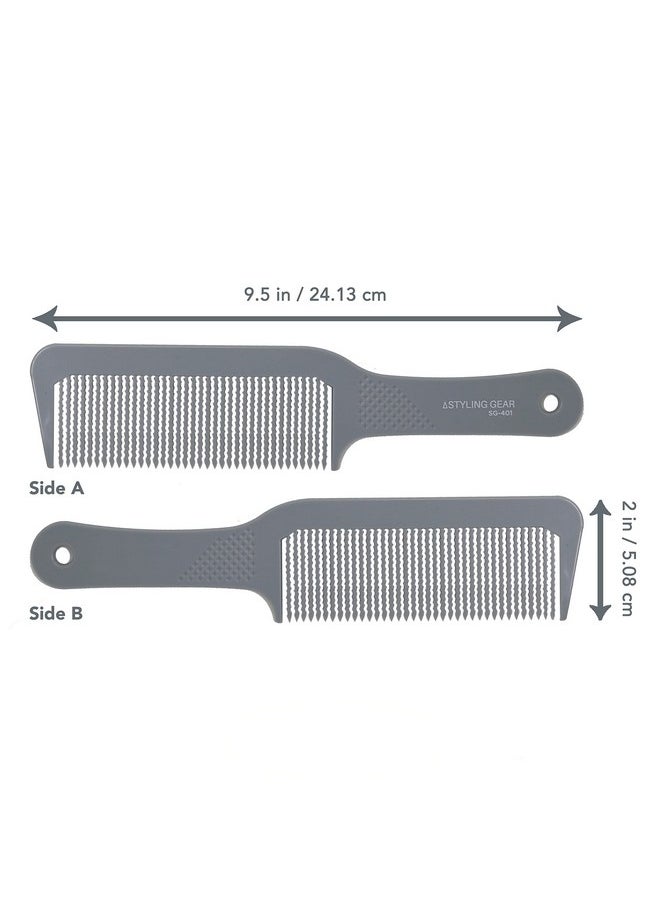 401 Xl Barber Comb For Flattops Clipper Comb Hair Cutting Long Handle Smooth Thumb Rest Wavy Teeth Heat Resistant Barber Combs Professional Flat Top Comb 2 Pc. (Gray)