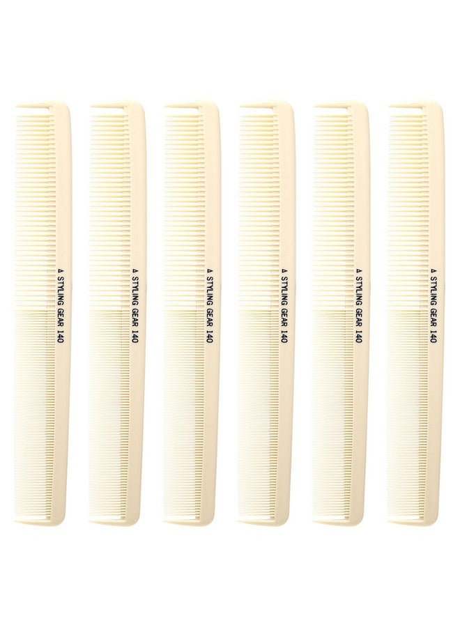 140 Extra Large Barber Combs Hair Stylist Salon And Barbershop Parting Combs For Braiding Wide And Fine Teeth Hair Cutting Ivory Comb Set 6 Pc.