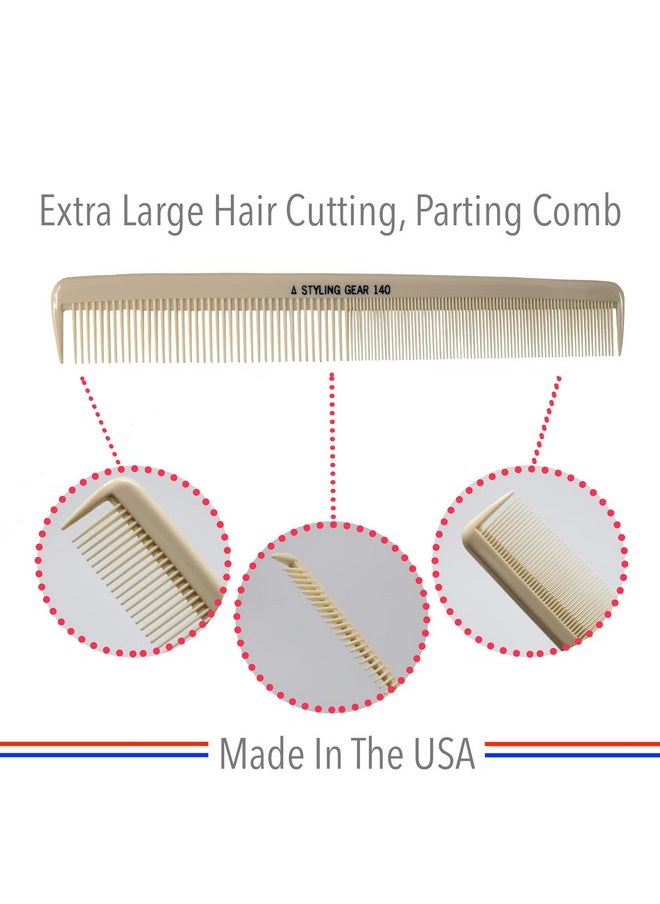 140 Extra Large Barber Combs Hair Stylist Salon And Barbershop Parting Combs For Braiding Wide And Fine Teeth Hair Cutting Ivory Comb Set 6 Pc.