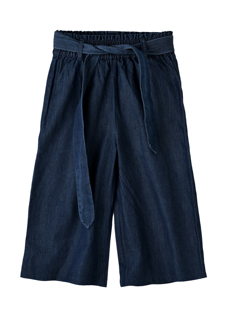 Girls Denim Culottes with Tie Belt