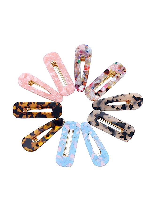 10-Piece Acrylic Resin Hair Barrettes Set Multicolour