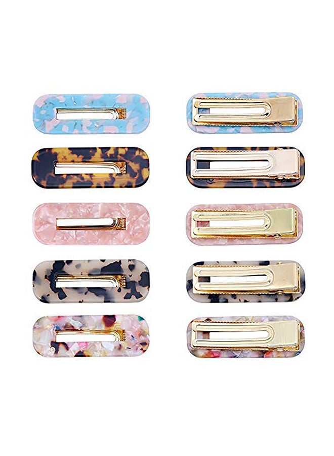 10-Piece Acrylic Resin Hair Barrettes Set Multicolour