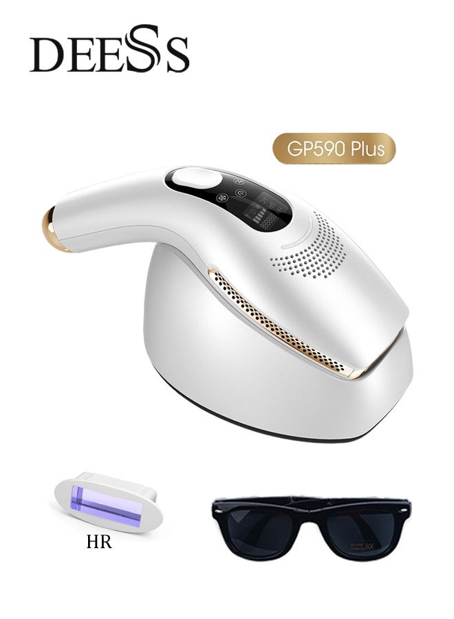 GP590 Plus Ice Cooling IPL Hair Removal Device Includes 1 HR Lens And 1 Goggle White/Gold