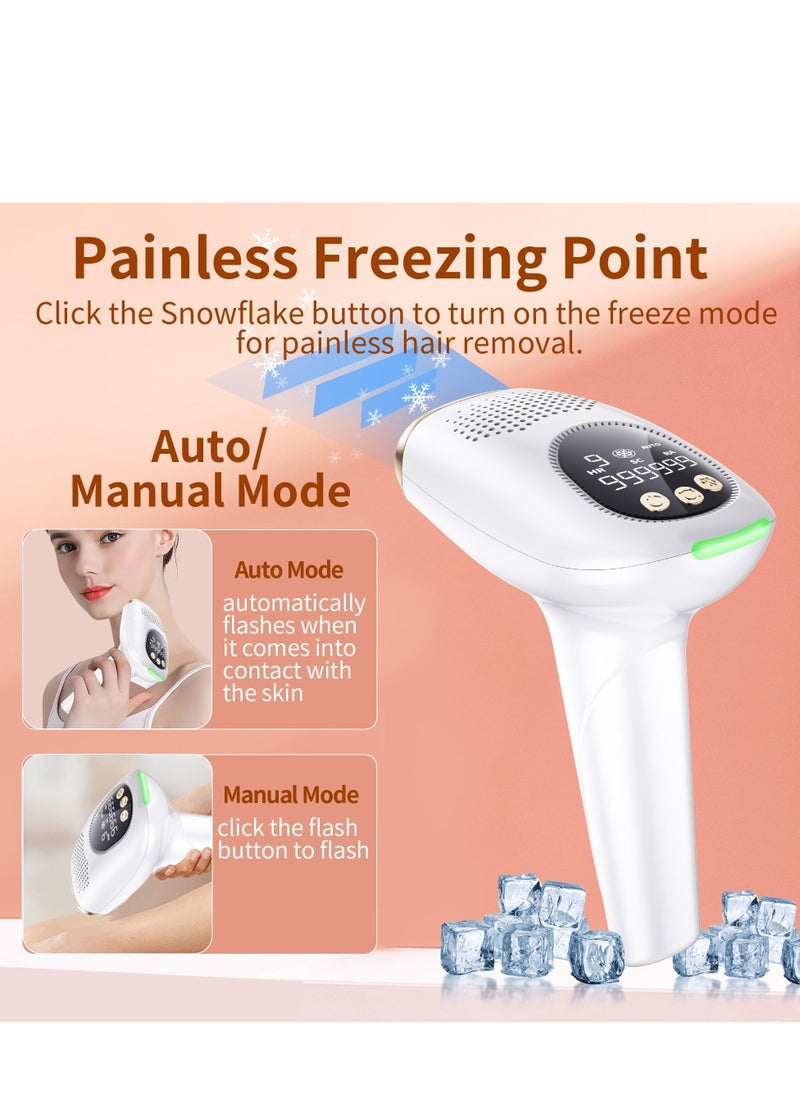 Laser Hair Removal, Hair Removal Device with Ice-Cooling Painless Care Function for Women and Man, IPL Hair Remover 999,999 Flashes for Facial Armpits Legs Arms Bikini Line