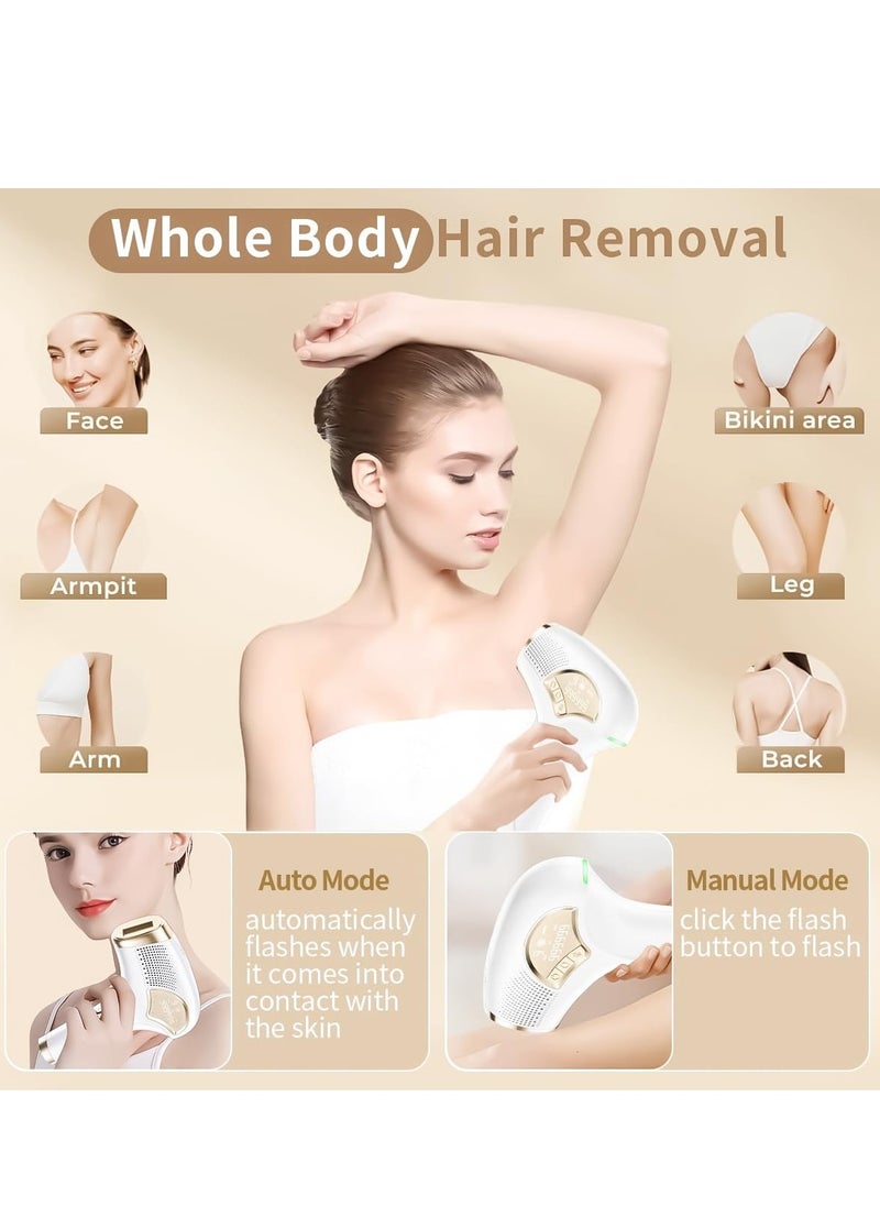 Laser Hair Removal, Hair Removal Device with Ice-Cooling Painless Care Function for Women and Man, IPL Hair Remover 999,999 Flashes for Facial Armpits Legs Arms Bikini Line