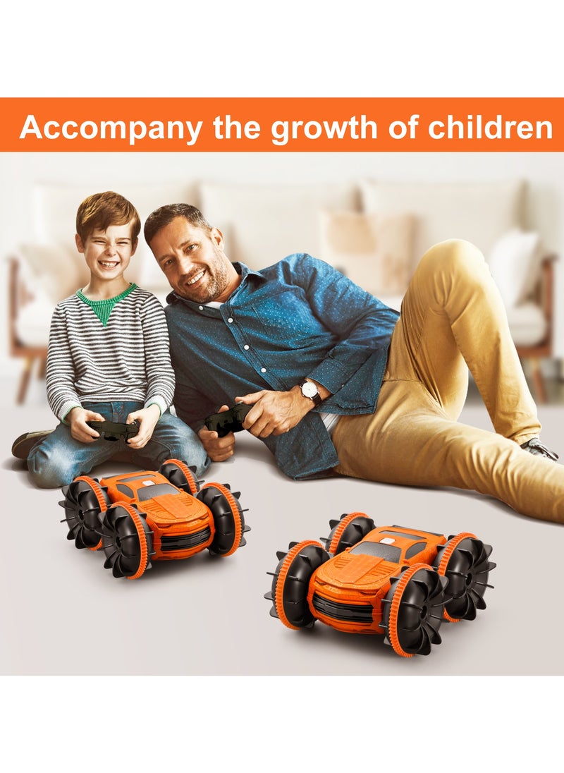 2.4Ghz 4WD Remote Control  Stunt Car with Double Sided Rotating and 360° Flips, Water and Land Wateproof Elecrtric Toy Car for Kids, Boys & Girls