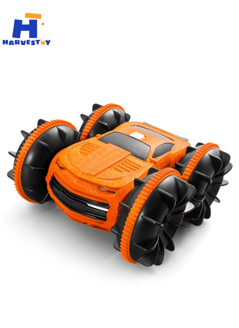 2.4Ghz 4WD Remote Control  Stunt Car with Double Sided Rotating and 360° Flips, Water and Land Wateproof Elecrtric Toy Car for Kids, Boys & Girls