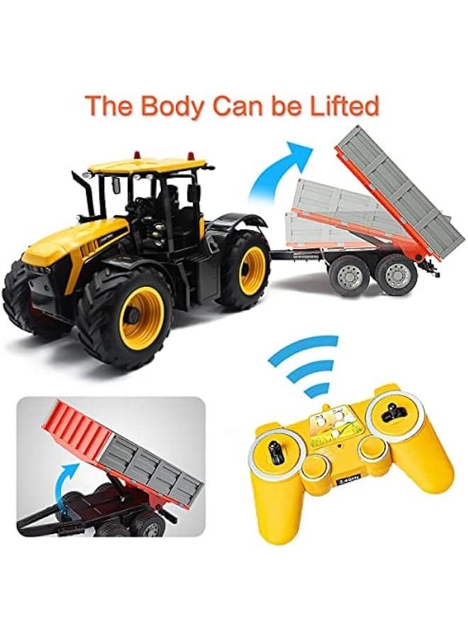 Tipping Trailer Accessory with Hitch for RC Farm Tractor Toy Car 1/16 Scale Construction Farmer Truck 2.4G Remote Control Engineering Vehicle Toys for Kids