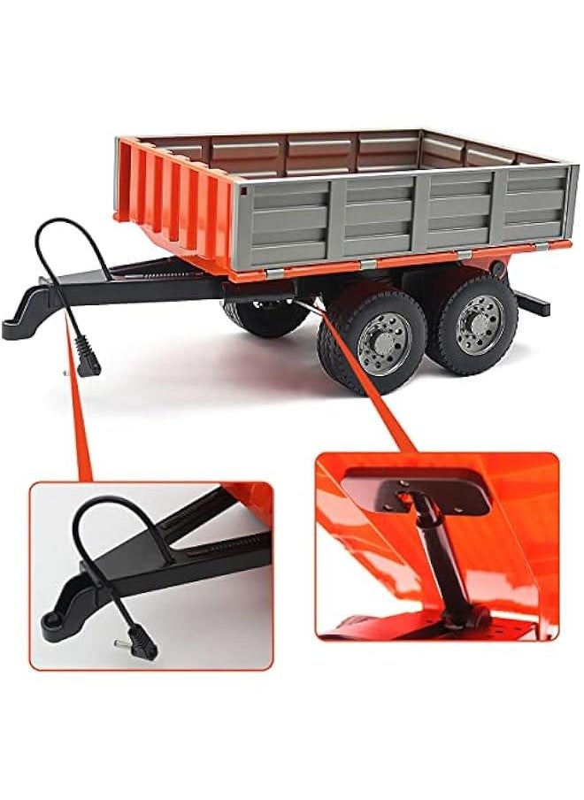 Tipping Trailer Accessory with Hitch for RC Farm Tractor Toy Car 1/16 Scale Construction Farmer Truck 2.4G Remote Control Engineering Vehicle Toys for Kids