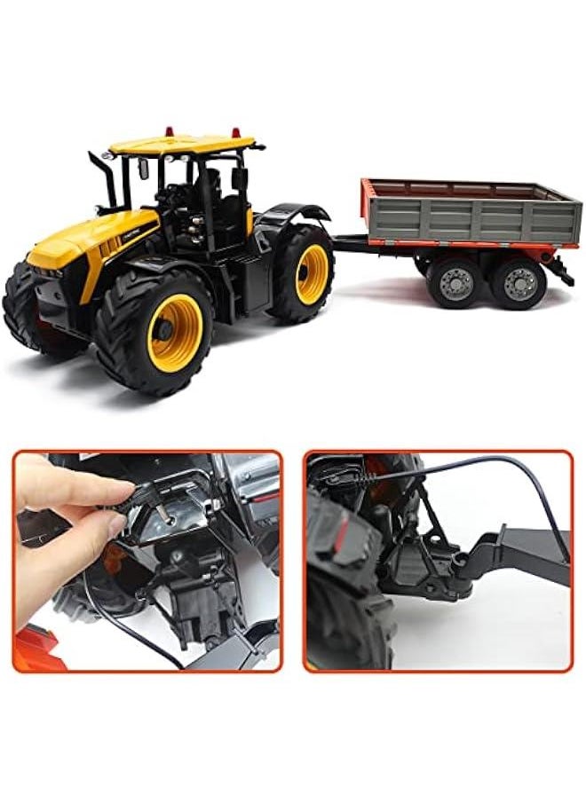 Tipping Trailer Accessory with Hitch for RC Farm Tractor Toy Car 1/16 Scale Construction Farmer Truck 2.4G Remote Control Engineering Vehicle Toys for Kids