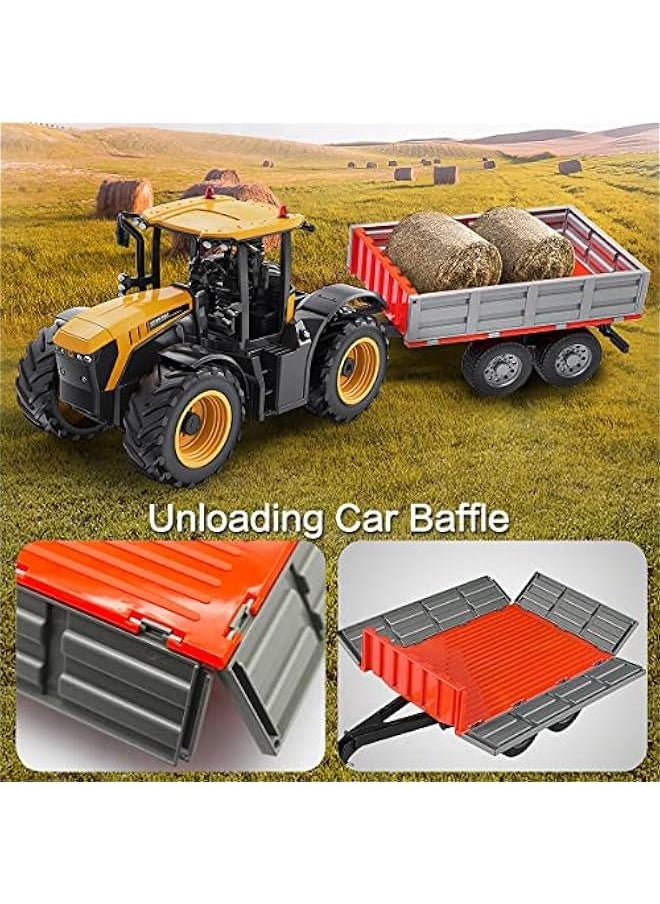 Tipping Trailer Accessory with Hitch for RC Farm Tractor Toy Car 1/16 Scale Construction Farmer Truck 2.4G Remote Control Engineering Vehicle Toys for Kids