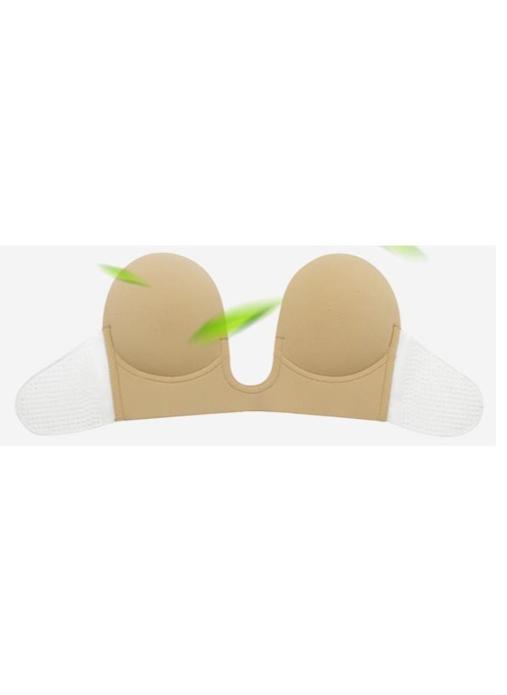 Adhesive Bra Women's Push Up Plunge Adhesive Bra Reusable Deep U-Shaped Sticky Bra Strapless Backless Breast Lifting Bra