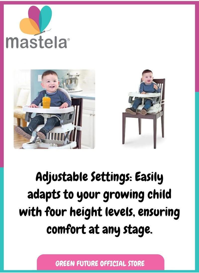 Baby High Chair – Foldable & Adjustable Feeding Chair with Safety Harness and Removable Tray – Compact, Portable Booster Seat for Babies & Toddlers