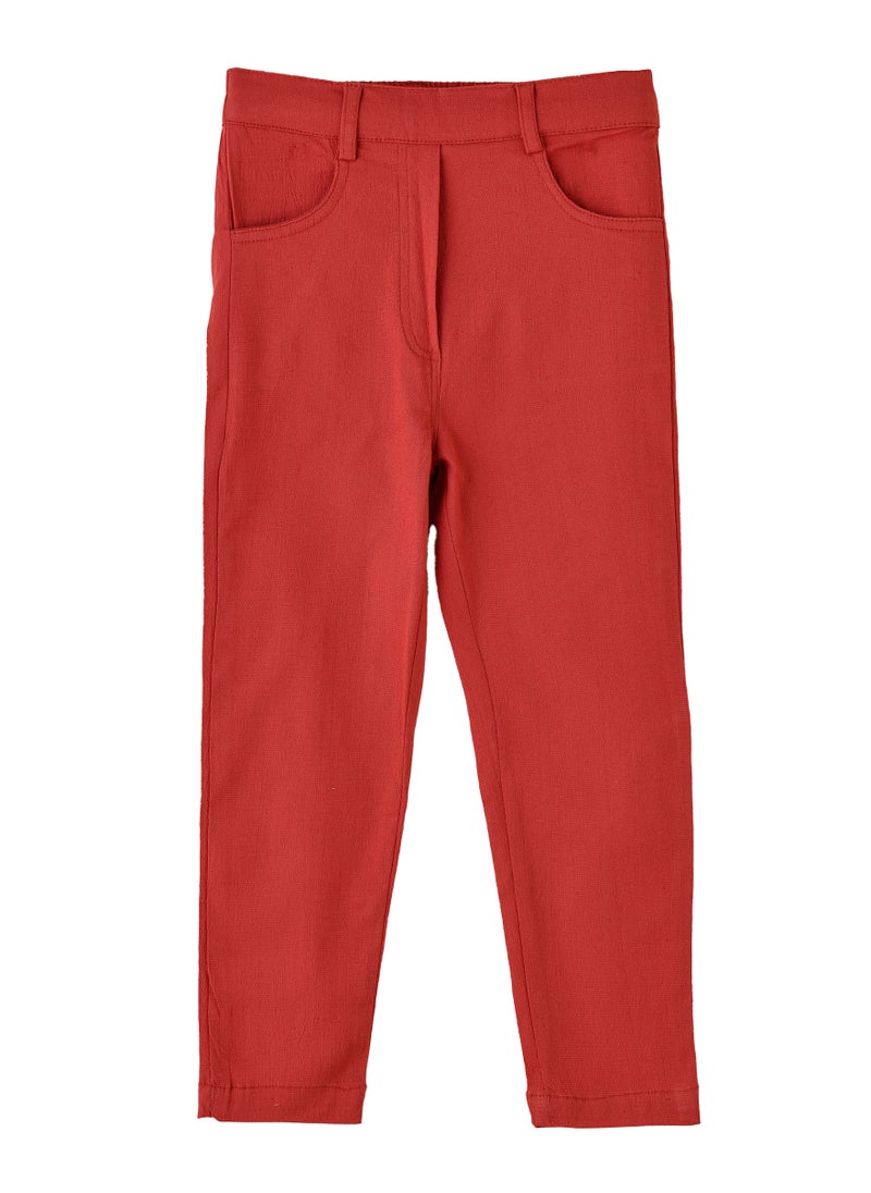 Girls Red Stretch Pants