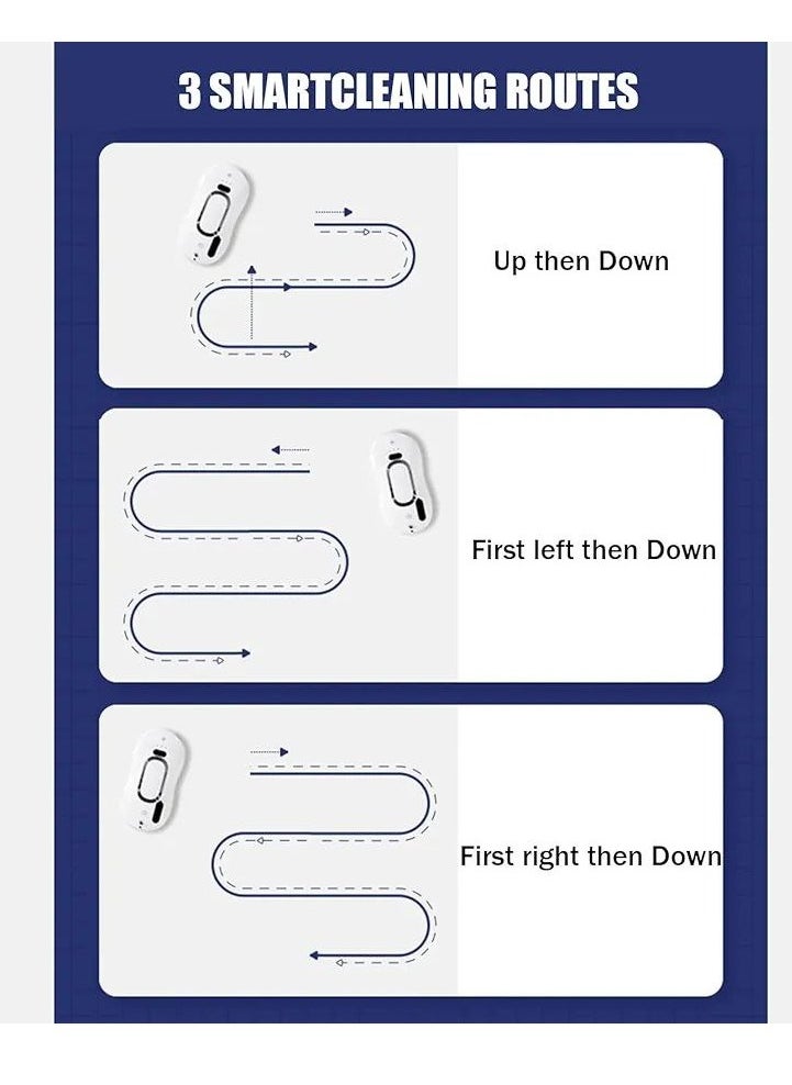 Window Cleaning Robot Smart Robotic Automatic Water Spray, Strong Suction Power, Remote Controlled Glass Cleaner with Automatic Edge Detection for Outdoor and Indoor Use