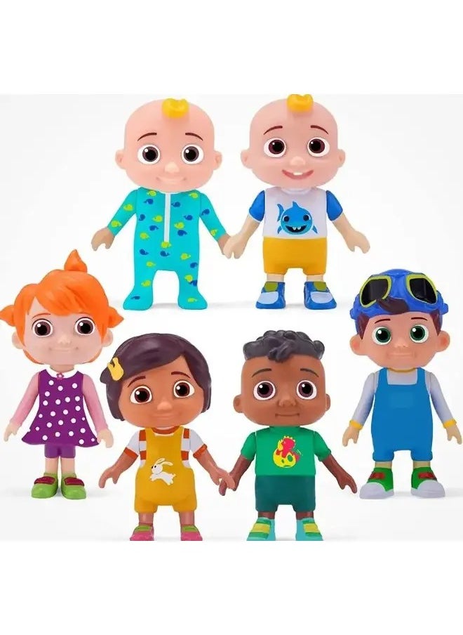 Set of 6 Silicone Cartoon Character Figures 7-Inch Collectible Rubber Toy Set Durable & Colorful for Kids & Fans