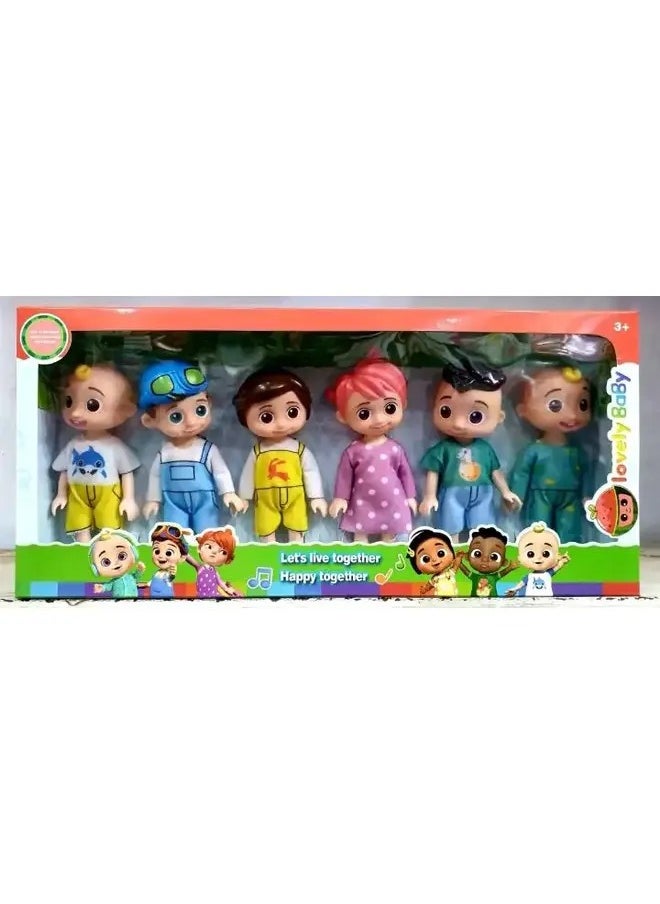 Set of 6 Silicone Cartoon Character Figures 7-Inch Collectible Rubber Toy Set Durable & Colorful for Kids & Fans