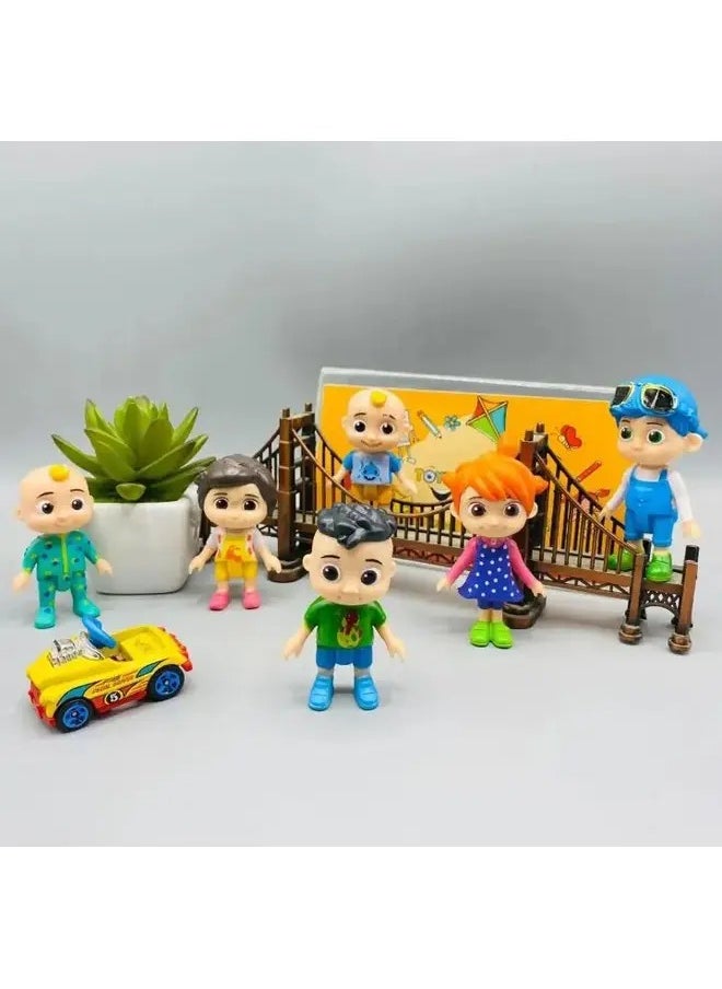 Set of 6 Silicone Cartoon Character Figures 7-Inch Collectible Rubber Toy Set Durable & Colorful for Kids & Fans