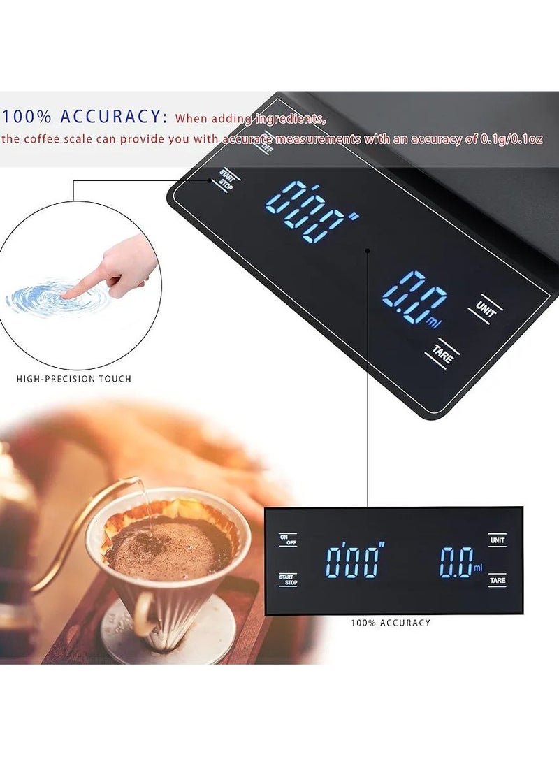 Digital Coffee Scale with Timer, 6.6lbs/0.00oz High Precision Kitchen Food Scale with Backlit LCD Display (Batteries Included)