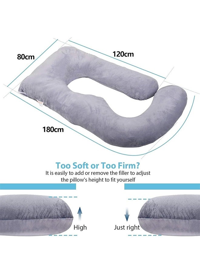 Pregnancy Pillows, 180cm Long Maternity Pillows with Removable Bean Velvet Cover, U-Shape Full Body Pillow, Pregnancy Pillows for Sleeping, Body Pillows for Adults, Maternity Pillow