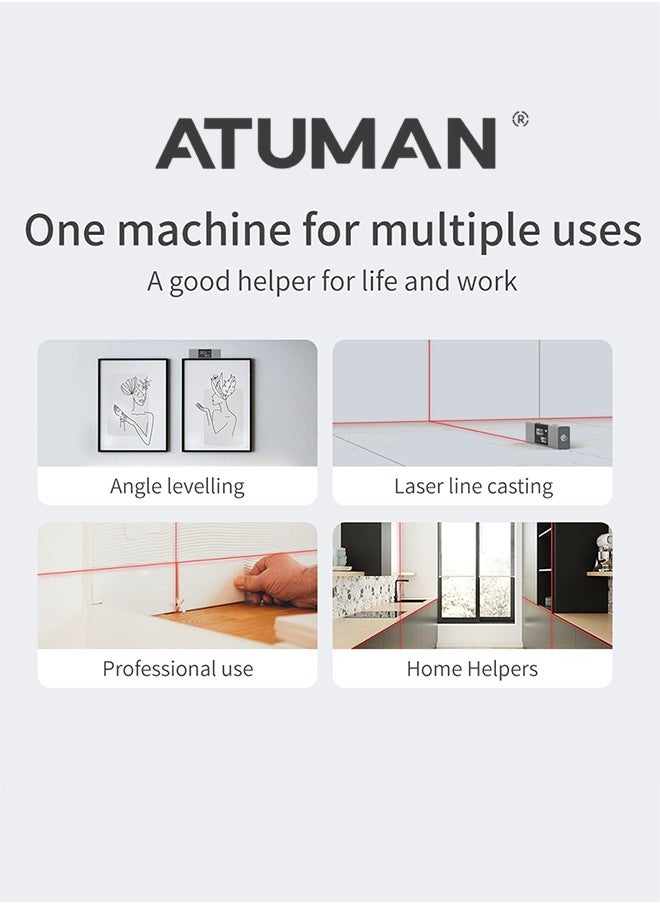 ATuMan LI1 Dual Laser Angle Meter Digital Inclinometer Protractor 4 * 90° Digital Angle Finder Gauge Precision Goniometer with LCD Display for Sawing/Decoration/Woodworking
