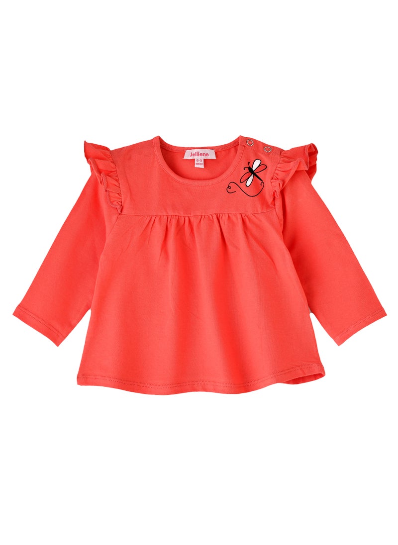 Girls' Ruffled Sleeve Dragonfly Top