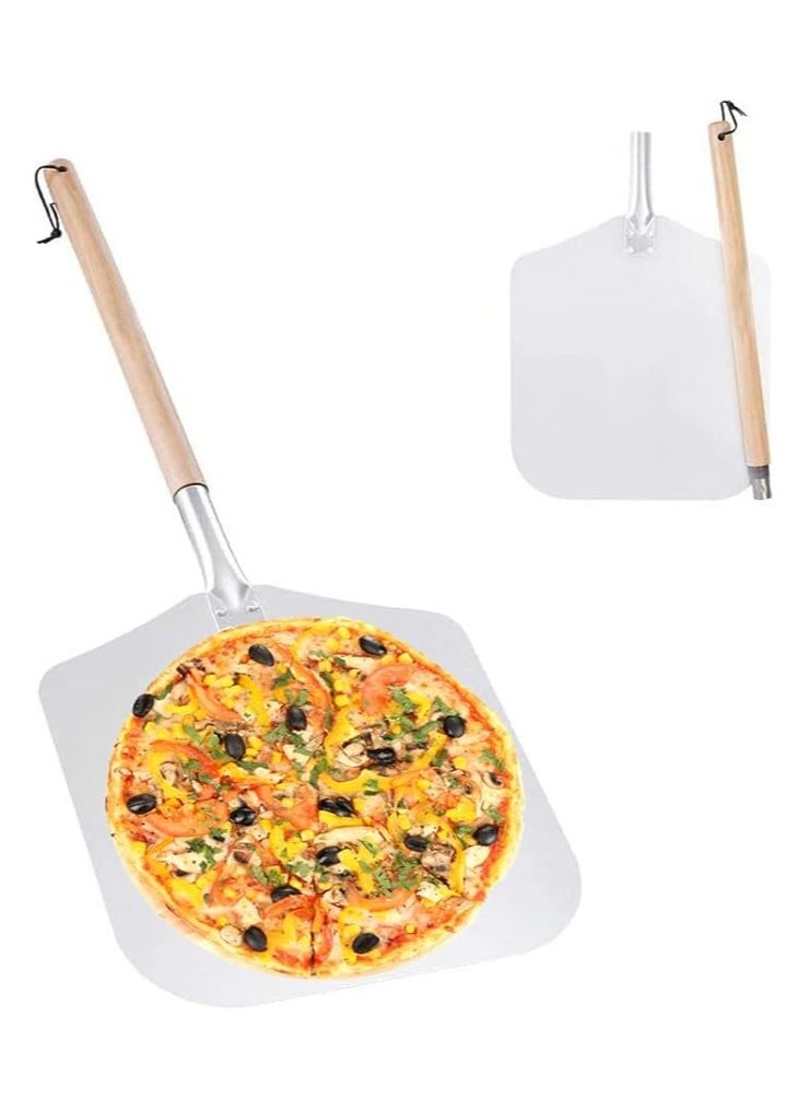 Premium Aluminum Pizza Peel With Detachable Beech Handle, 30.5 * 65cm, Convenient To Store, Good Helper For Baking, Homemade Pizza And Bread