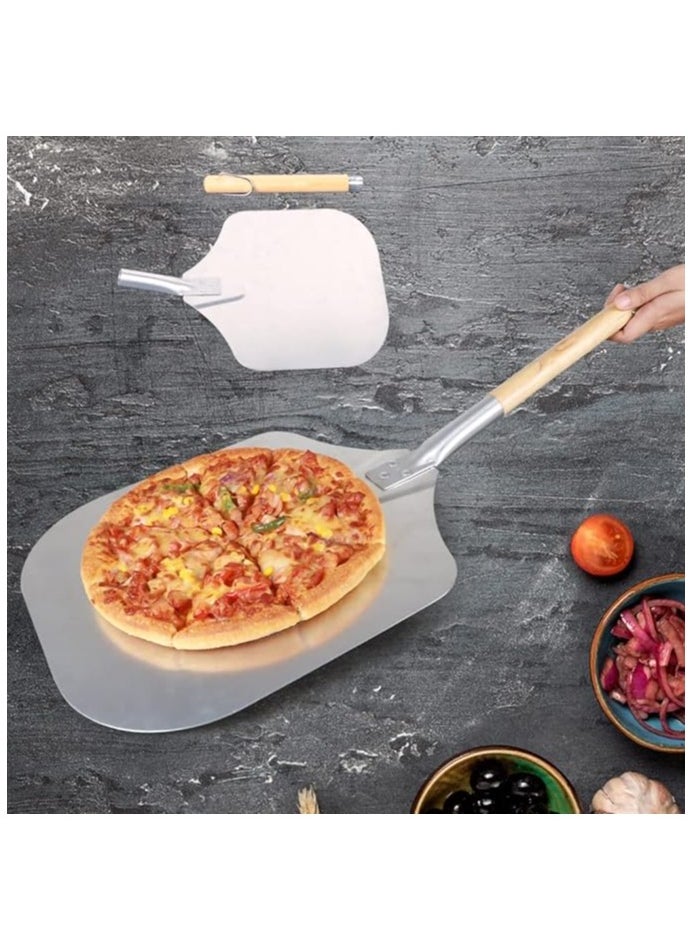 Premium Aluminum Pizza Peel With Detachable Beech Handle, 30.5 * 65cm, Convenient To Store, Good Helper For Baking, Homemade Pizza And Bread