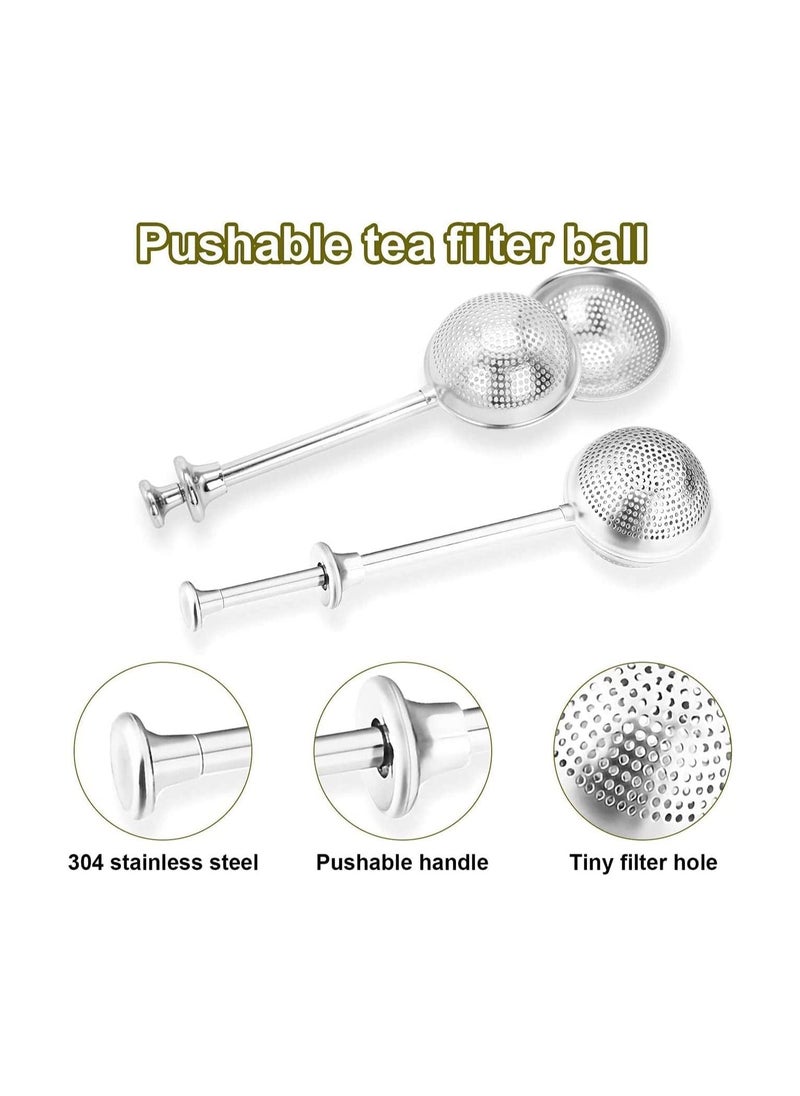 Mesh Loose Tea Ball Infuser Silver Long-Handle Tea Strainer Stainless Steel for Loose Leaf Tea Spices and Seasonings in Office or Travelling