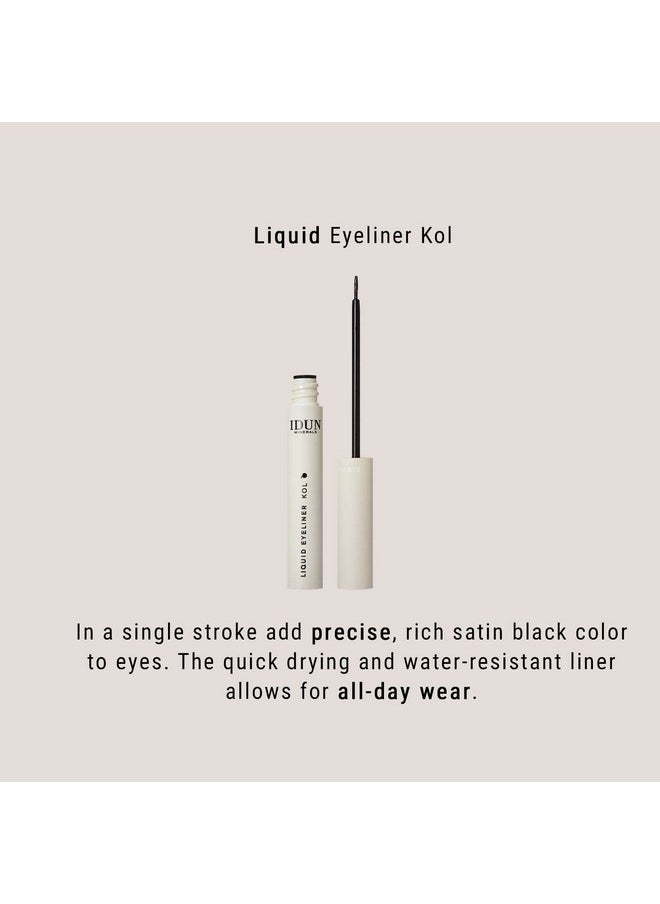 Liquid Eyeliner Kol Imparts A Rich Satin Black Colour Payoff Vegan, Waterresistant Formula Infused With Highly Purified Mineral Pigments Quickdry Texture 0.19 Oz