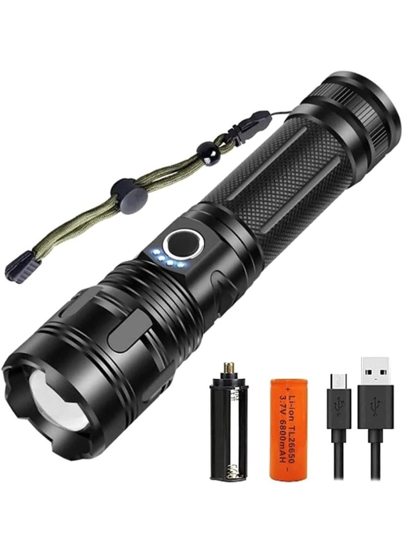 Rechargeable LED Flashlight, 990,000 Lumens Super Bright Powerful Flashlight with 5 Modes, IPX6 Waterproof Flashlight for Home, Water Resistant, Adjustable Focus Night Working & Camping