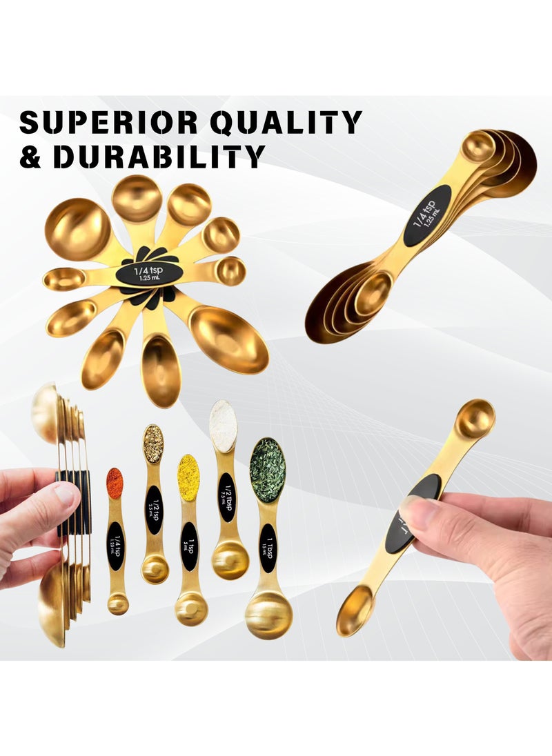 Magnetic Measuring Spoons Set, Dual Sided Measuring Scoops with Leveler, Set of 8