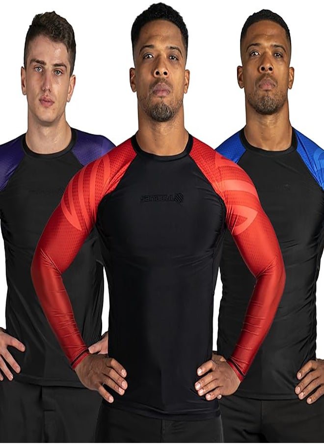 Essential Long Sleeve Compression Shirts for Men | MMA BJJ Athletic Compression Shirt | Men Cross Training Rash guard (2X-Large, Red)