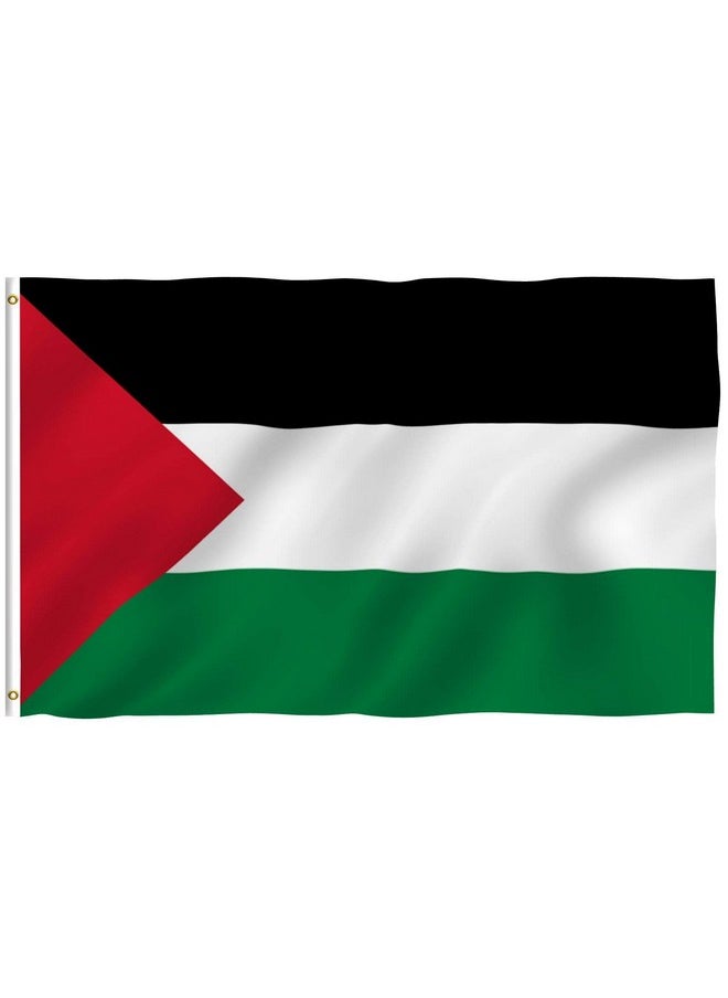 Fly Breeze 3X5 Foot Palestine Flag Vivid Color And Fade Proof Canvas Header And Double Stitched Palestinian Flags Polyester With Brass Grommets 3 X 5 Ft