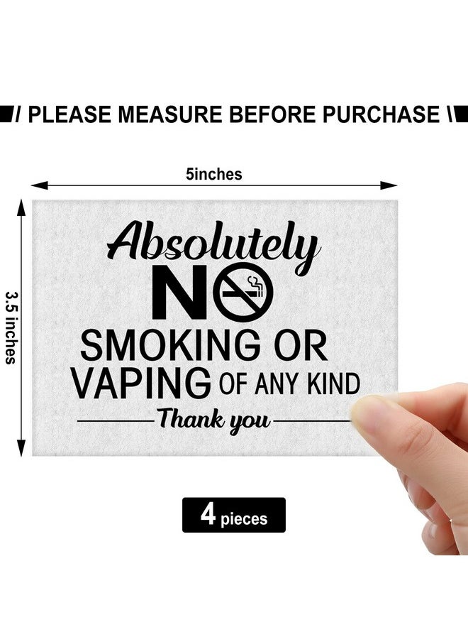 4 Pcs No Smoking Signs Absolutely No Smoking No Vaping Of Any Kind Signs No Smoking Sign Includes Adhesive Strips For Easy Installation For Business Home Door Office Restaurant 3.5 X 5 Inch