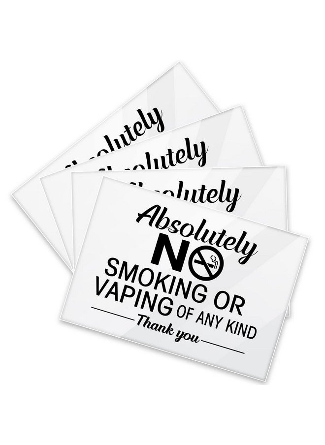 4 Pcs No Smoking Signs Absolutely No Smoking No Vaping Of Any Kind Signs No Smoking Sign Includes Adhesive Strips For Easy Installation For Business Home Door Office Restaurant 3.5 X 5 Inch