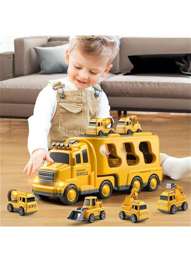 Truck Toys for 3 4 5 6 Years Old Boys, Toddler Car Toys for Toddler Boys Ages 3-5, Construction Toys Car Carrier Vehicle Toy Set, Kids Toys Truck Set for Age 3-9